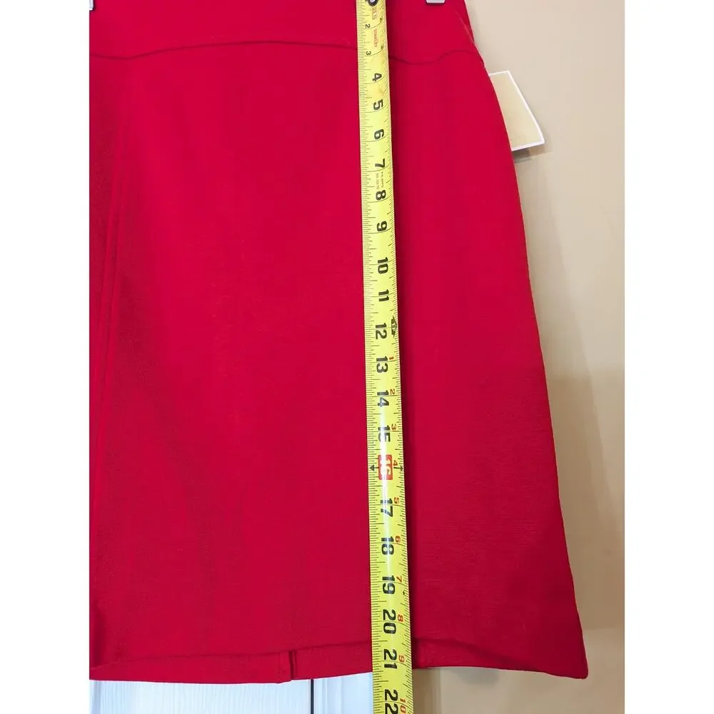 Michael Kors Red Pencil Skirt Size 6 NWT Quiet Luxury Office Holiday